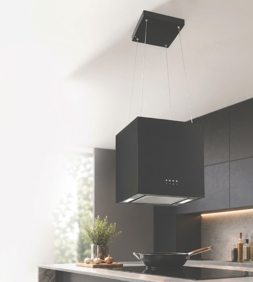 COOKS HOTTE ÎLOT SUSPENDUE 44CM NOIRE 600 M3/H 7017c